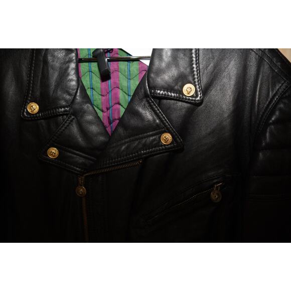 Vintage Versace Versus Quilted Lined Leather Jacket - Picture 2 of 3